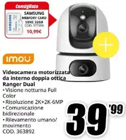 MediaWorld IMOU Videocamera motorizzata da interno doppia ottica Ranger Dual offerta