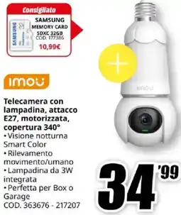MediaWorld IMOU Telecamera con lampadina, attacco E27, motorizzata, copertura 340° offerta