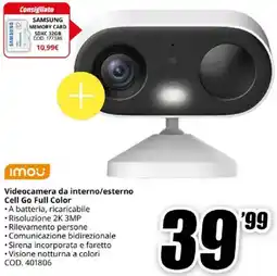 MediaWorld IMOU Videocamera da interno/esterno Cell Go Full Color offerta