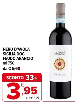 Iperal Nero d'avola sicilia doc feudo arancio offerta