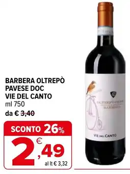 Iperal Barbera oltrepò pavese doc vie del canto offerta