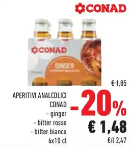 Conad Superstore aperitivi analcolici CONAD - ginger -bitter rosso - bitter bianco offerta