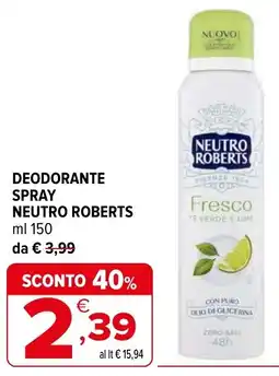 Iperal Deodorante spray neutro roberts offerta