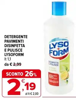 Iperal Detergente pavimenti disinfetta e pulisce lysoform offerta