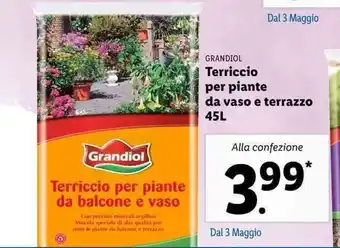 Lidl Grandiol Terriccio per painte da vaso e terrazzo 45ml offerta