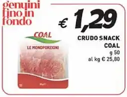 Coal Crudo snack COAL offerta