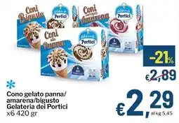 Qui Discount Cono gelato panna/ amarena/bigusto Gelateria dei Portici offerta