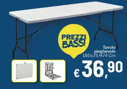 Qui Discount Tavolo pieghevole 180x75 H74 Cm offerta