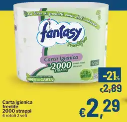 Qui Discount Carta igienica freelife 2000 strappi offerta