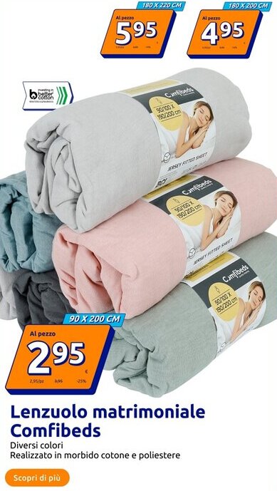 Action Lenzuolo matrimoniale Comfibeds offerta
