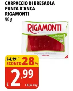 Tigros Carpaccio di bresaola punta d'anca RIGAMONTI offerta