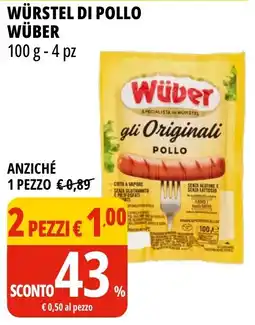 Tigros Würstel di pollo WÜBER offerta