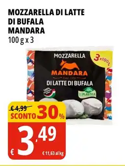 Tigros Mozzarella di latte di bufala MANDARA offerta