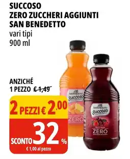 Tigros Succoso zero zuccheri aggiunti SAN BENEDETTO offerta