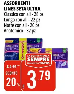 Tigros Assorbenti LINES SETA ULTRA offerta