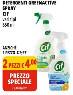 Tigros Detergenti greenactive spray CIF vari tipi offerta