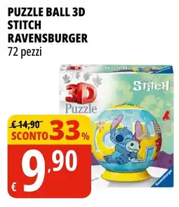 Tigros Puzzle ball 3d stitch ravensburger 72 pezzi offerta