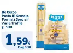 Sigma De Cecco Pasta Di Semola Formati Speciali Varie Trafile offerta