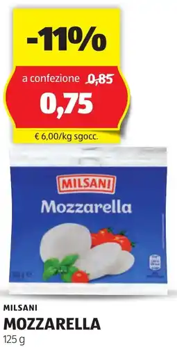 ALDI Milsani mozzarella offerta