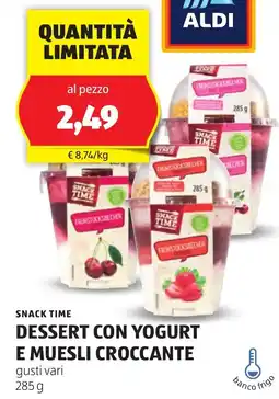 ALDI Snack time dessert con yogurt e muesli croccante offerta