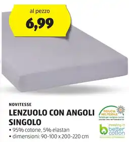 ALDI NOVITESSE Lenzuolo con angoli singolo offerta