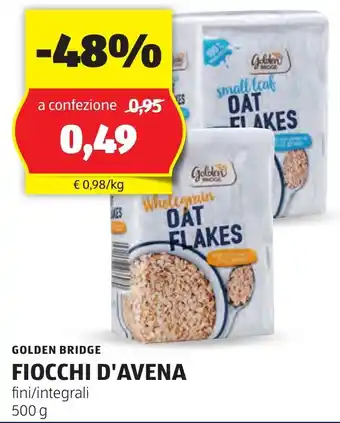 ALDI Golden bridge fiocchi d'avena offerta