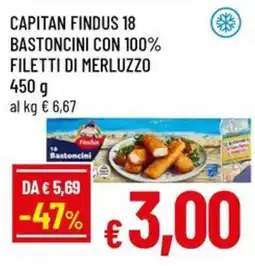 A&O Capitan findus 18 bastoncini con 100% filetti di merluzzo offerta