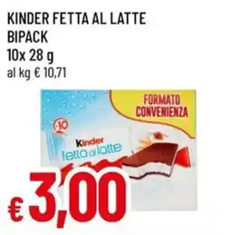 A&O Kinder fetta al latte bipack offerta