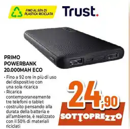 Extracoop Trust. Primo powerbank 20.000MAH ECO offerta