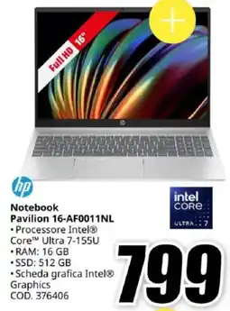 MediaWorld hp Notebook Pavilion 16-AF0011NL offerta