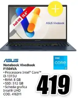 MediaWorld ASUS Notebook VivoBook F1504VA offerta