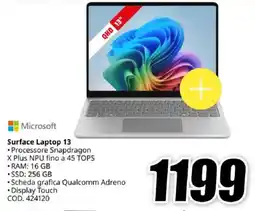 MediaWorld Microsoft Surface Laptop 13 offerta