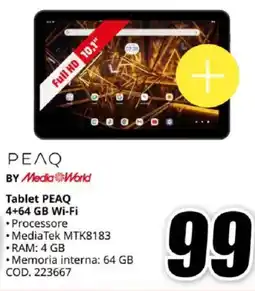 MediaWorld Tablet PEAQ 4+64 GB Wi-Fi offerta