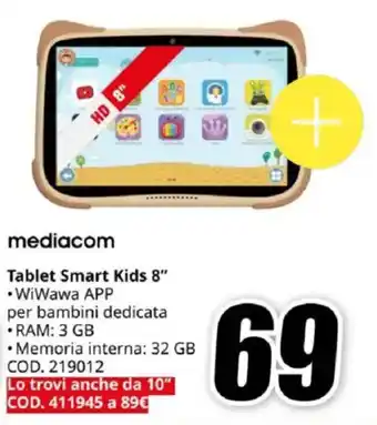 MediaWorld mediacom Tablet Smart Kids 8″ offerta