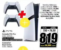 MediaWorld Console PS5 Pro + Controller Dual Sense offerta