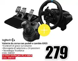 MediaWorld logitech Volante da corsa con pedali e cambio G923 offerta
