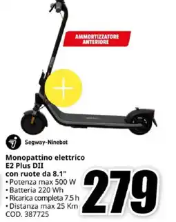 MediaWorld Monopattino elettrico E2 Plus DII con ruote da 8.1" offerta