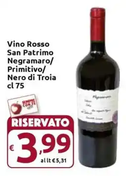 Carrefour Express Vino Rosso San Patrimo Negramaro/ Primitivo/ Nero di Troia offerta