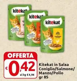 Carrefour Express Kitekat in Salsa Coniglio/Salmone/ Manzo/Pollo offerta