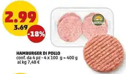 PENNY Hamburger di pollo conf. da pz offerta