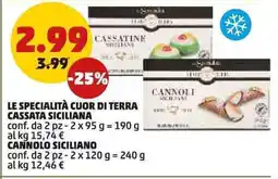 PENNY Le specialità cuor di terra cassata siciliana CANNOLO SICILIANO offerta