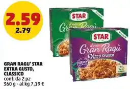 PENNY Gran ragu' star extra gusto, classico conf. da pz offerta