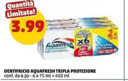 PENNY Dentifricio aquafresh tripla protezione offerta