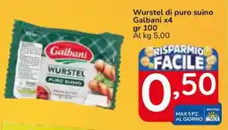 Famila Superstore Wurstel di puro suino Galbani x4 offerta
