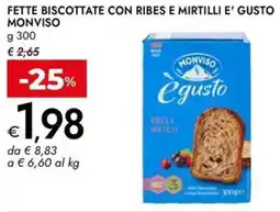Bennet Fette biscottate con ribes e mirtilli e' gusto MONVISO offerta