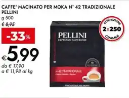 Bennet Caffe' macinato per moka nº 42 tradizionale PELLINI offerta