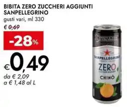 Bennet Bibita zero zuccheri aggiunti SANPELLEGRINO offerta