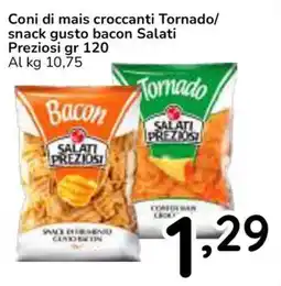 Famila Superstore Coni di mais croccanti Tornado/ snack gusto bacon Salati Preziosi offerta
