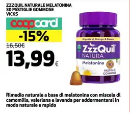 Coop Zzzquil naturale melatonina 30 pastiglie gommose vicks offerta