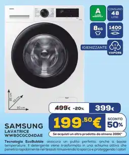 Euronics SAMSUNG LAVATRICE WW80CGC04DAE offerta